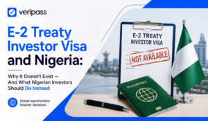 E-2 treaty investor visa marked not available next to a Nigerian passport