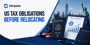Nigerian professional reviewing US tax documents and financial records before relocating