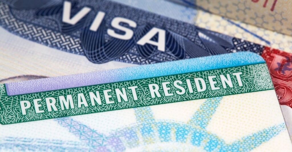US Permanent Resident card and visa stamp