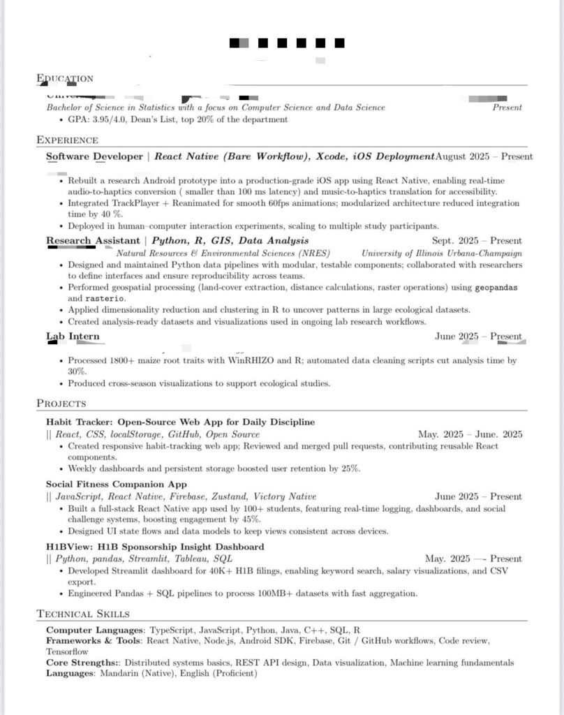 Resume for H-1B